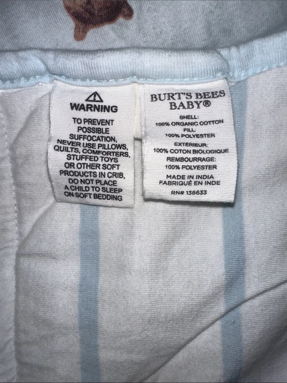 Burt’s Bees Reversible Baby Blanket with Green and Brown Bear Print